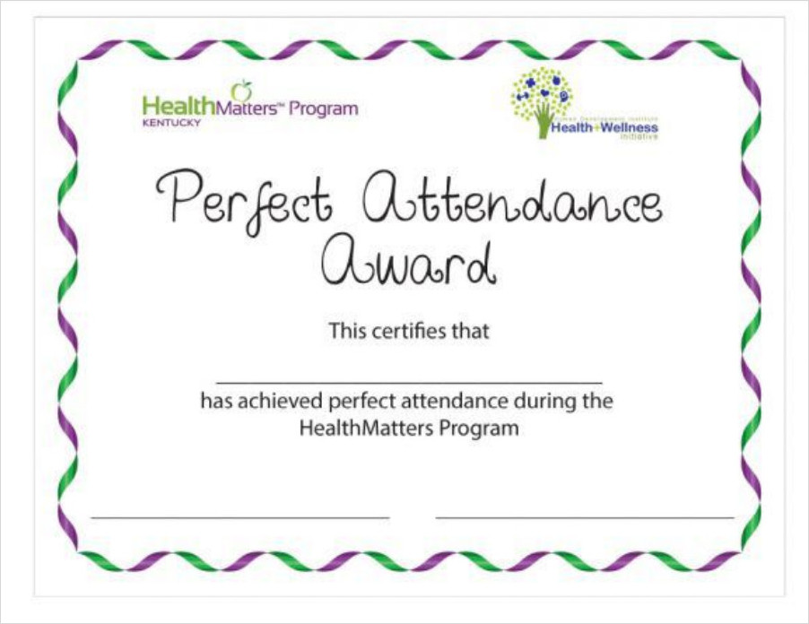 Attendance Award Certificate