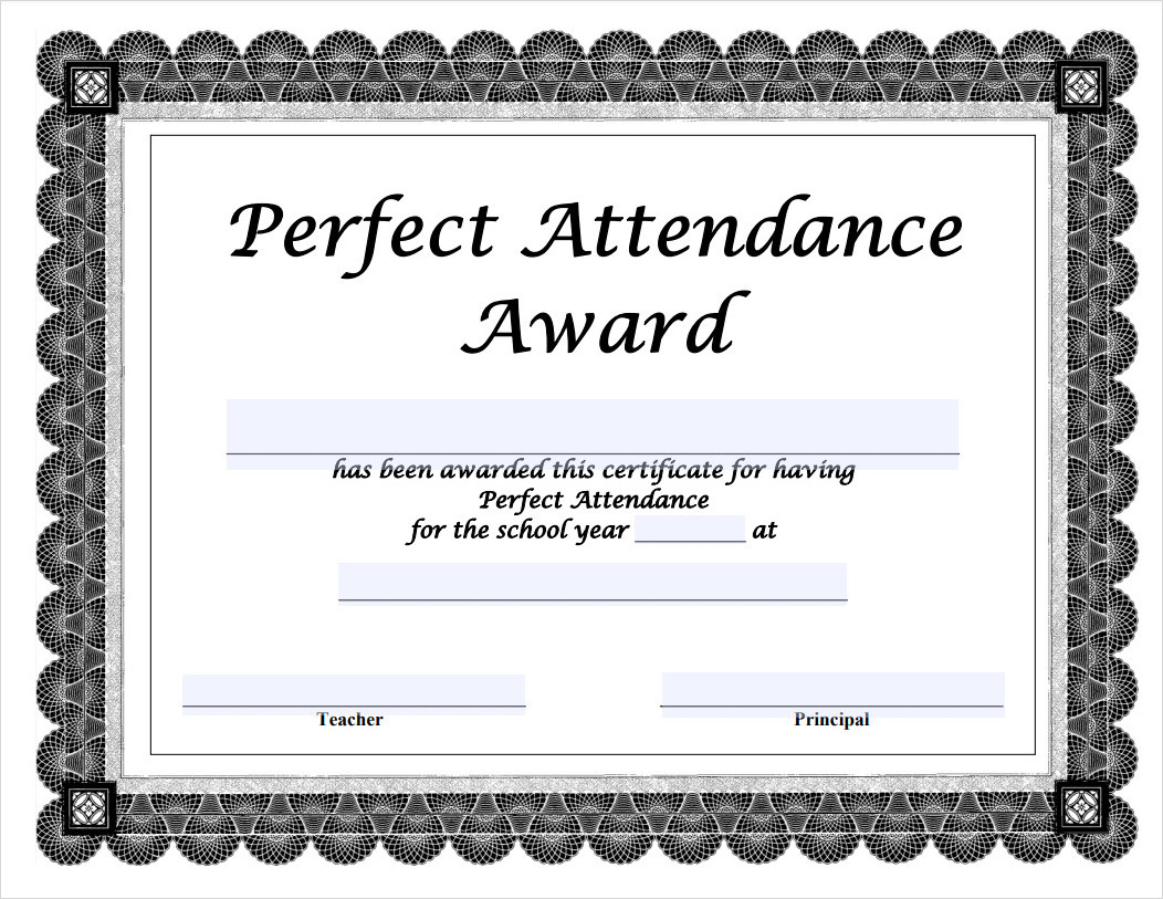 Attendance Award Template For Student