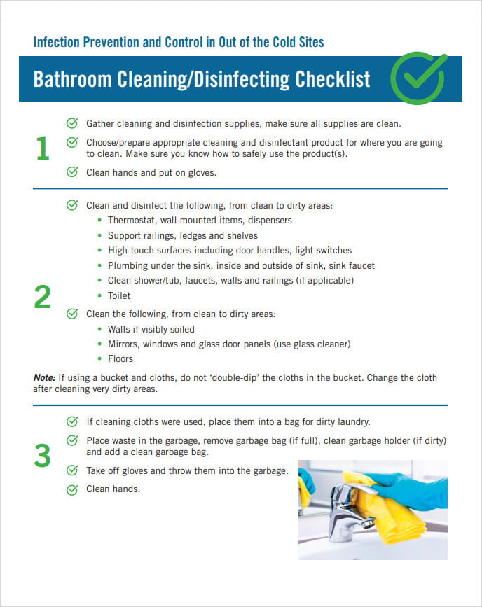 Bathroom Cleaning And Disinfecting Checklist Template