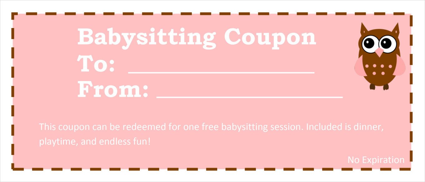 Blank Babysitting Coupon Template