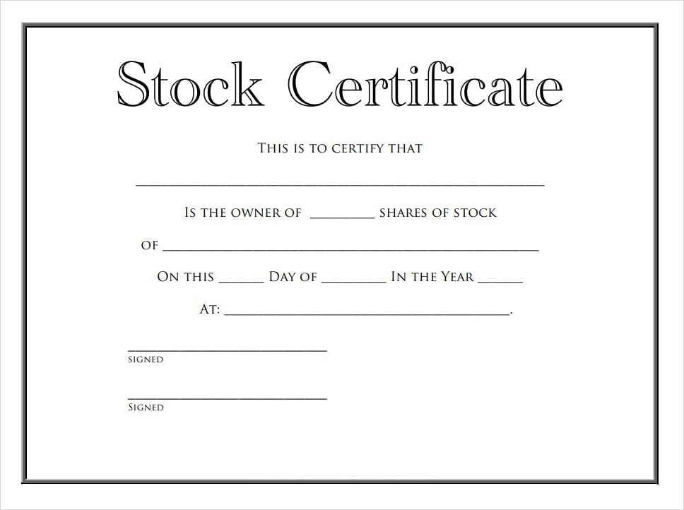 Blank Stock Certificate Template