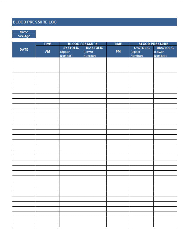 Blood Pressure Log Template Excel