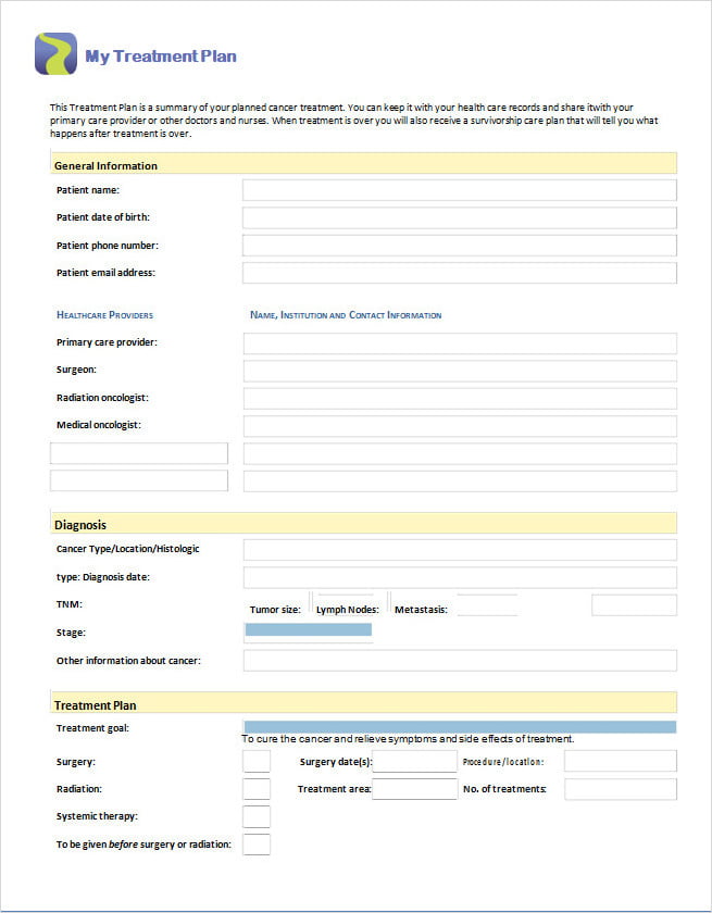 Cancer Treatment Plan Template