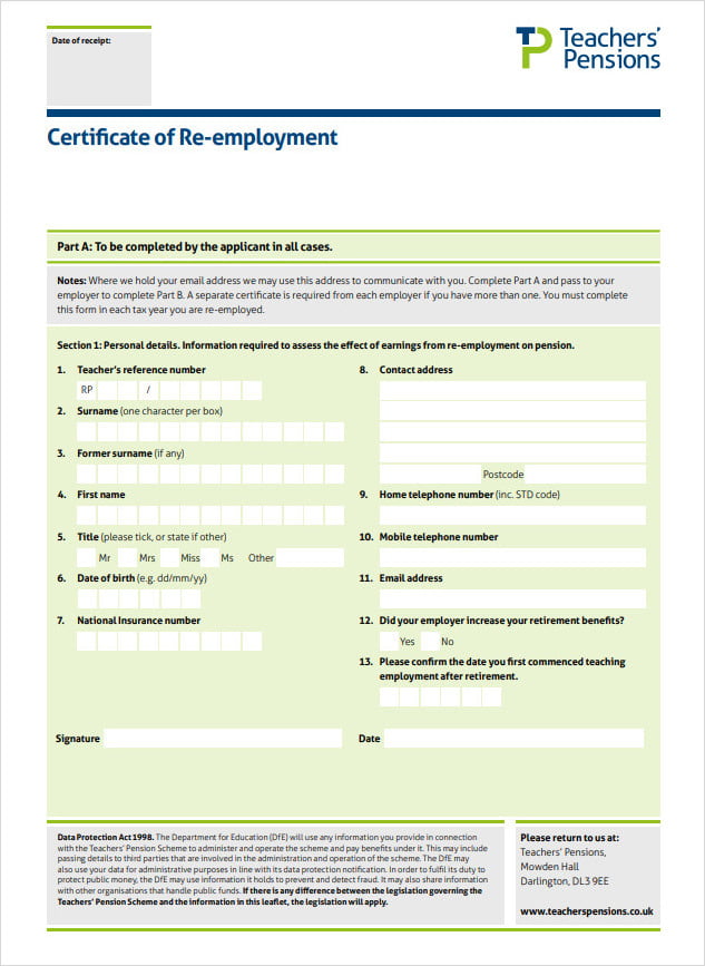 Certificate Of Re Employment Template