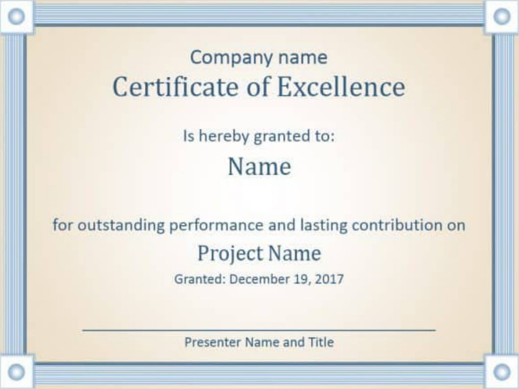 Certificate of Excellence Template