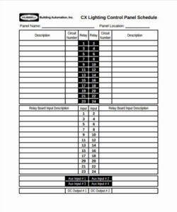 Printable Panel Schedule Template