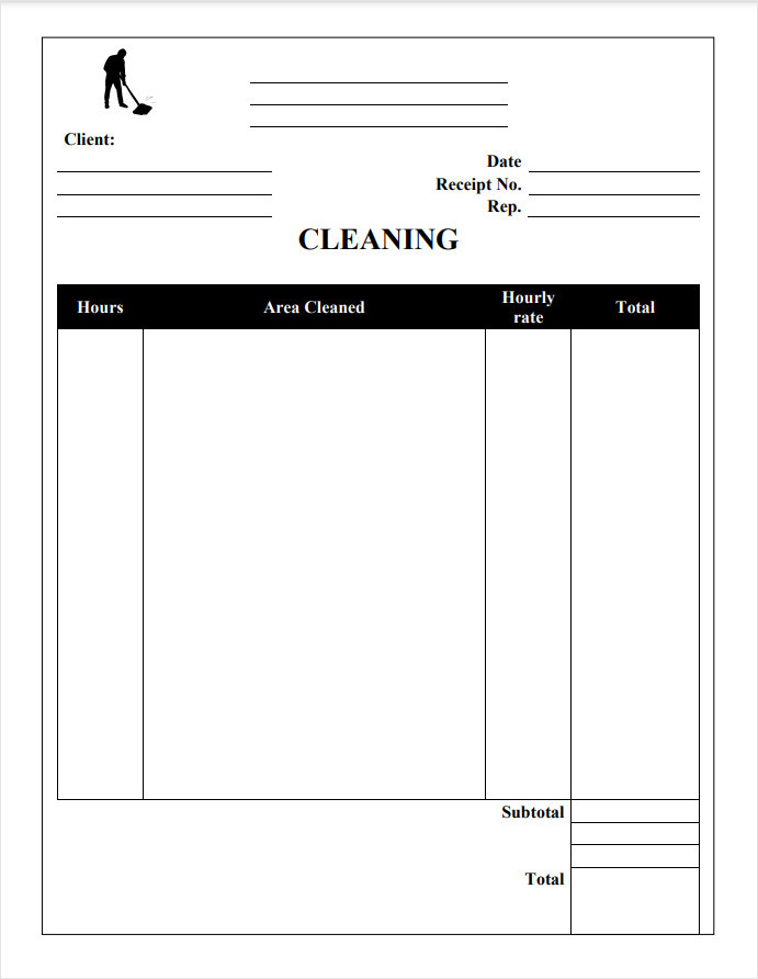 Free Printable Cleaning Service Receipt Template