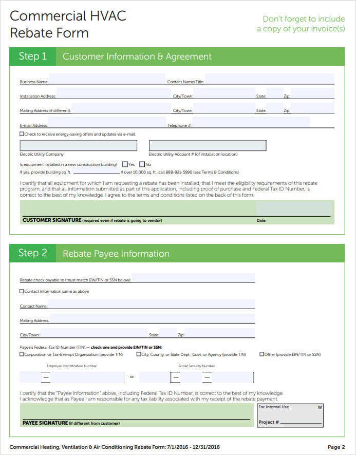 Commercial HVAC Rebate Form