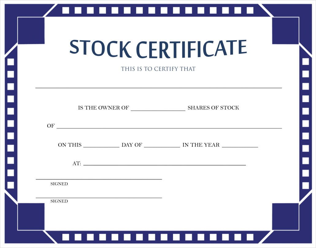 Common Stock Certificate Template