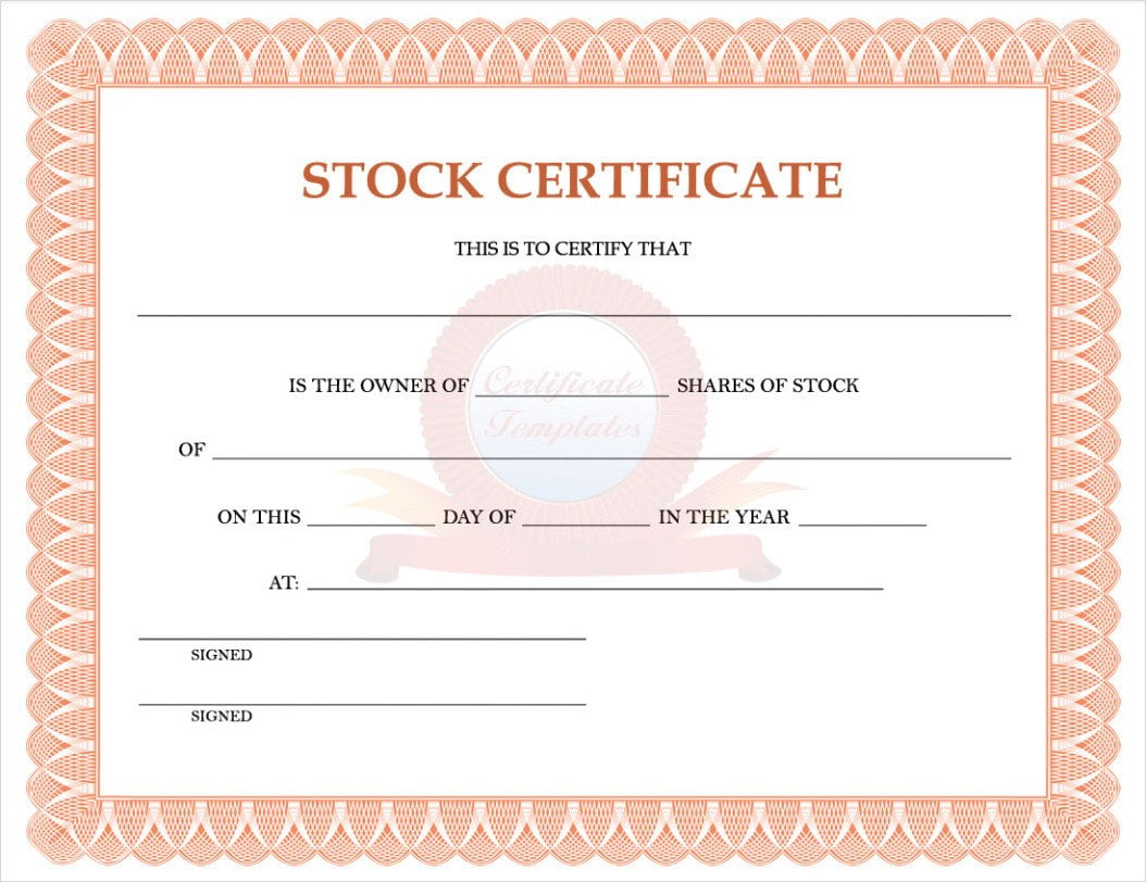 Corporate Stock Certificate Template