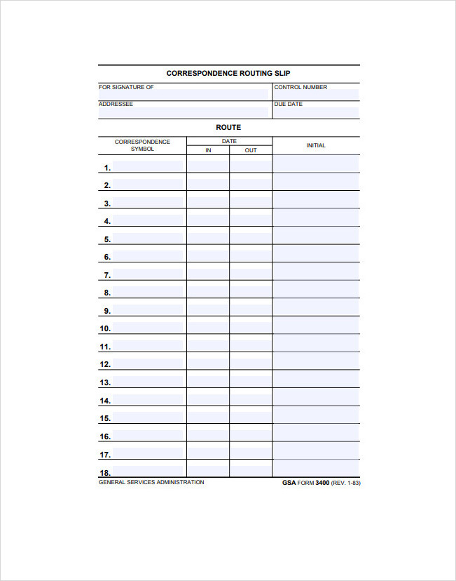 Correspondence Routing Slip Template