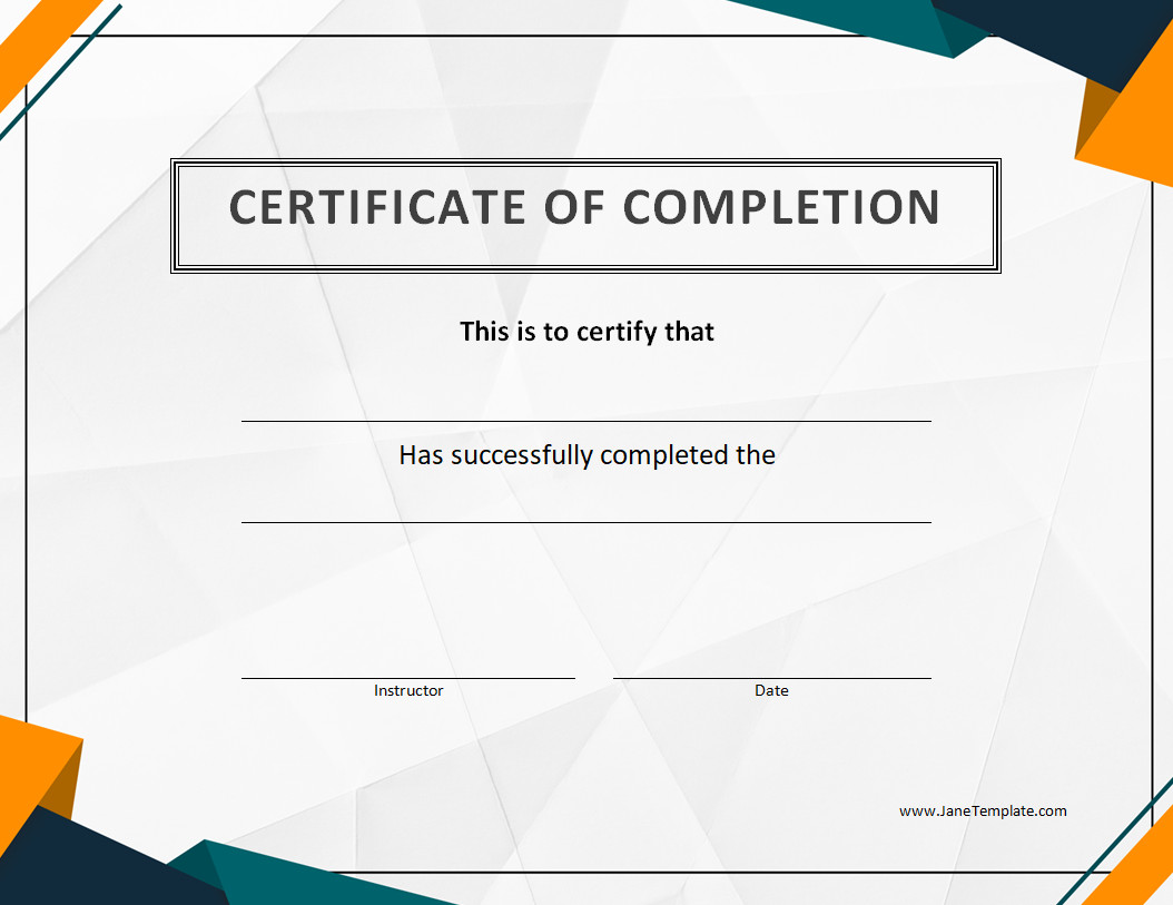 Printable Course Completion Certificate Template (Word)