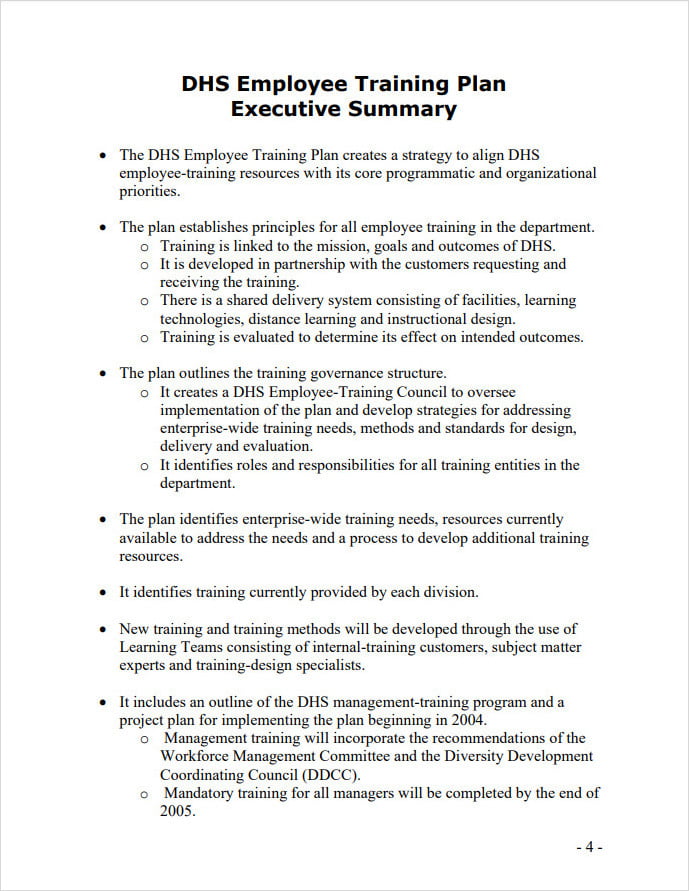 DHS Training Plan Template