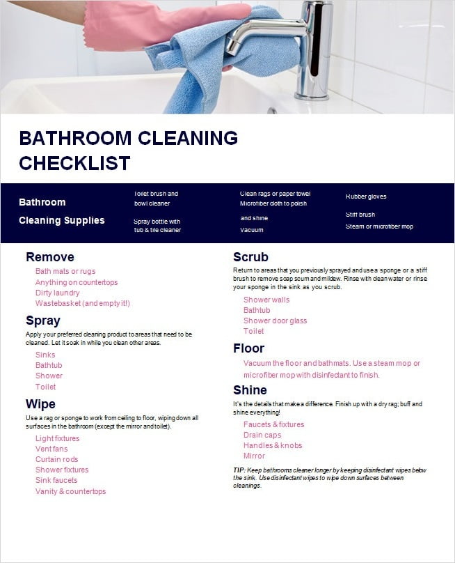 Daily Bathroom Cleaning Checklist Template