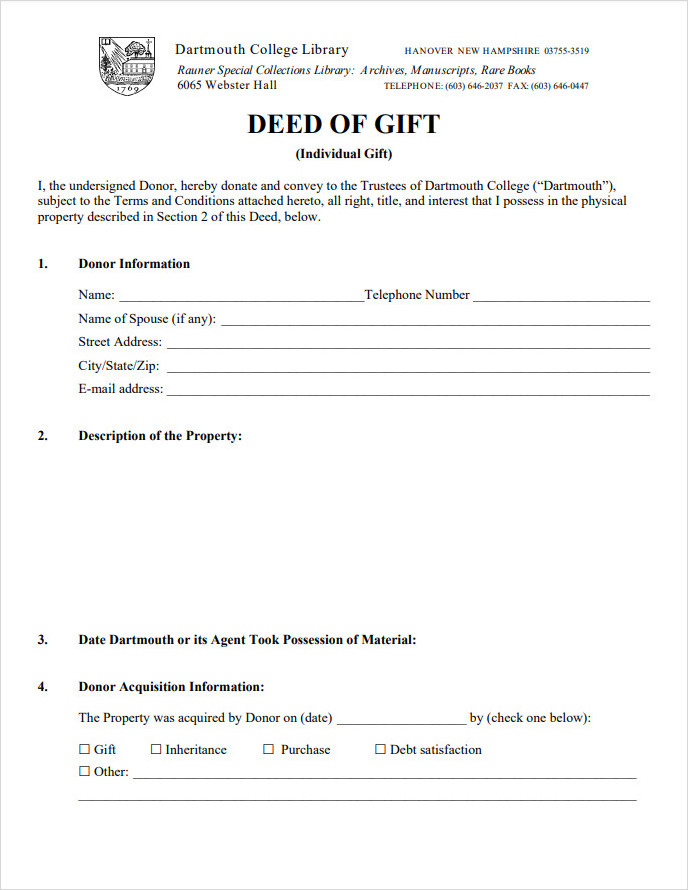 Deed of Gift Form