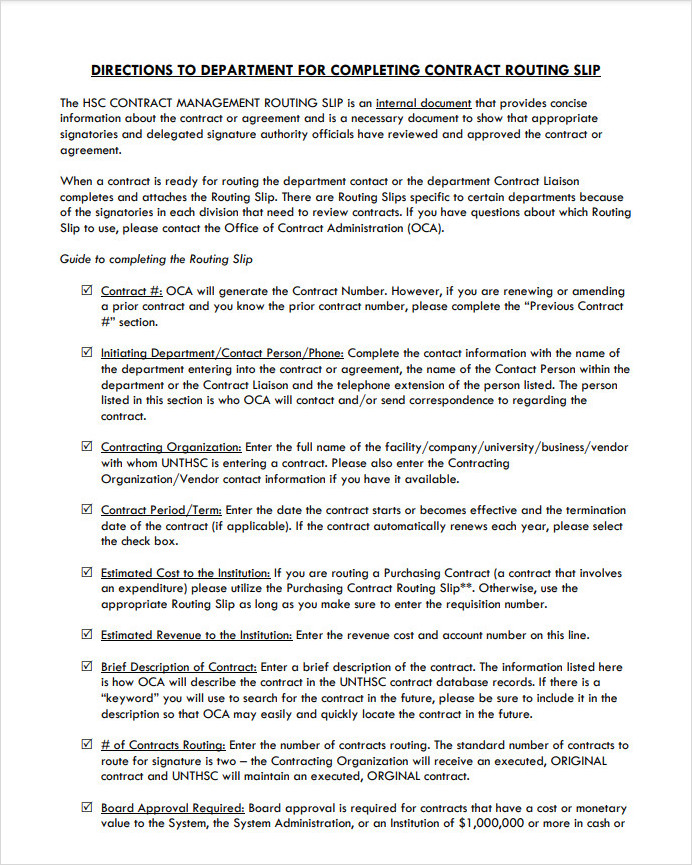 Dept Instructions for Completing Routing Slip Template