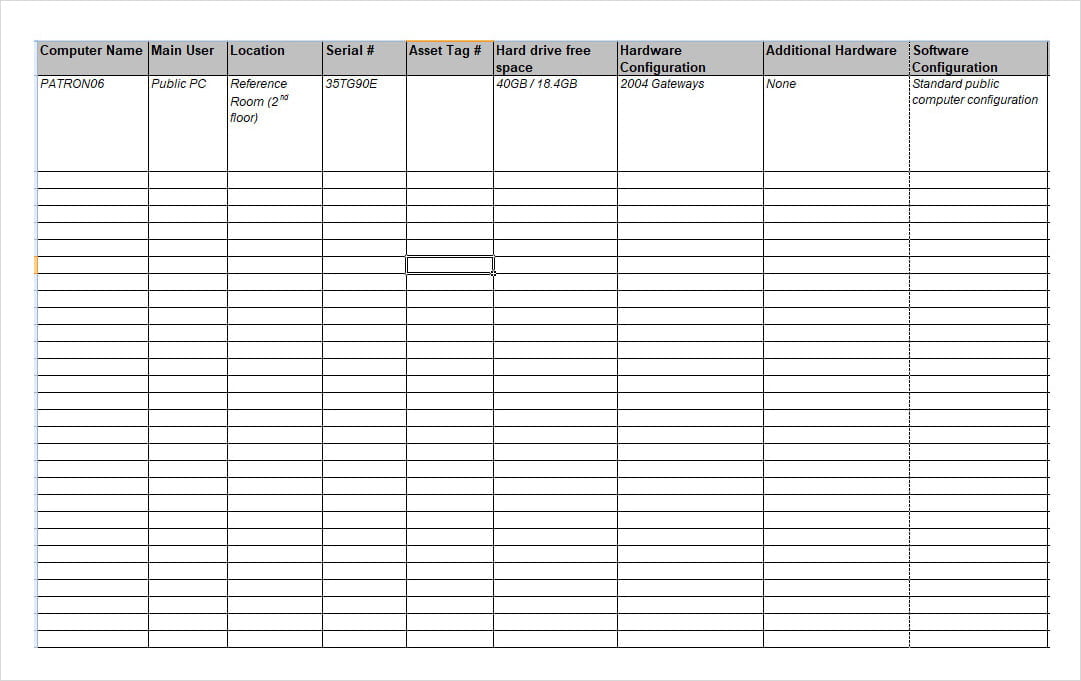 Desktop Software Computer Inventory Template