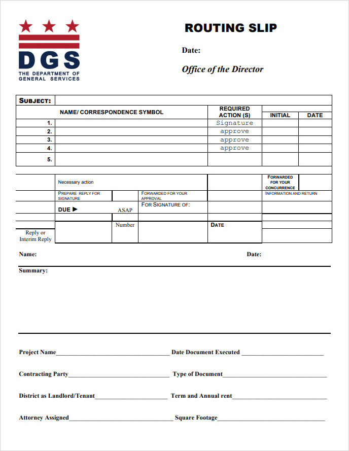 Director Routing Slip Template