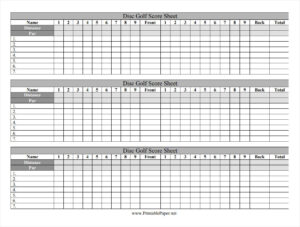 Printable Golf Scorecard Template