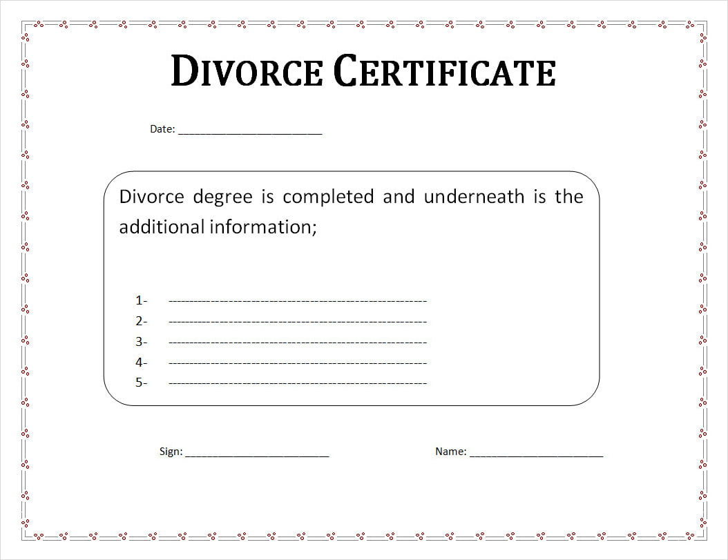 Divorce Certificate Template Word