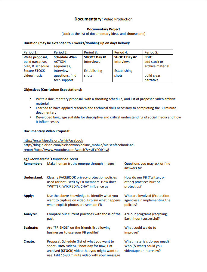 Documentary Shooting Schedule Template