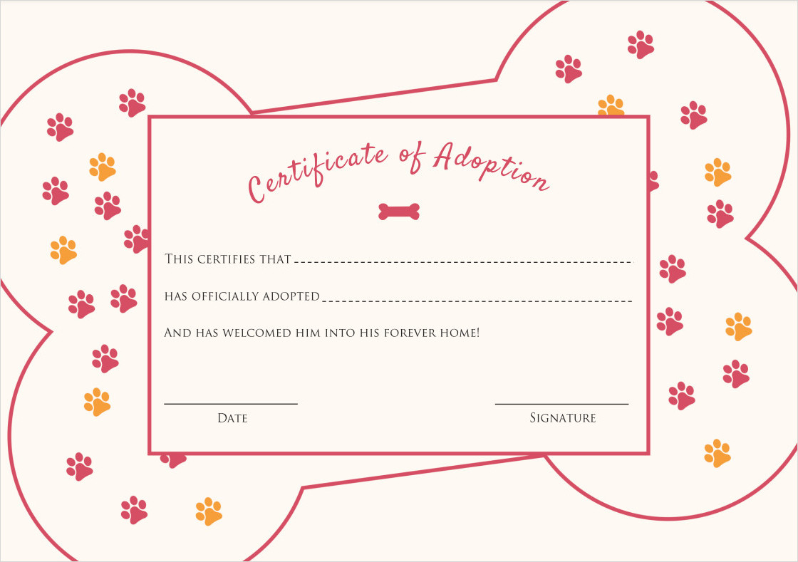 Dog Adoption Certificate Template