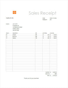 Printable Pawn Shop Receipt Template