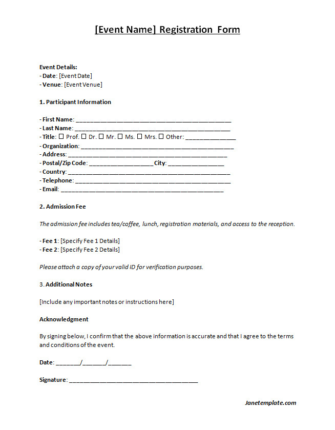 Event Registration Form with Fields for Name, Email, and Contact Details