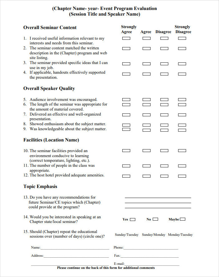 Event Speaker Evaluation Form