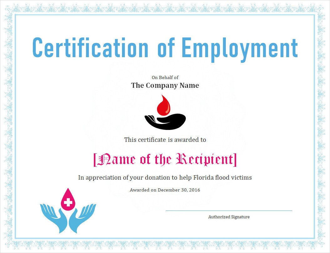 Example Of Certificate Of Employment