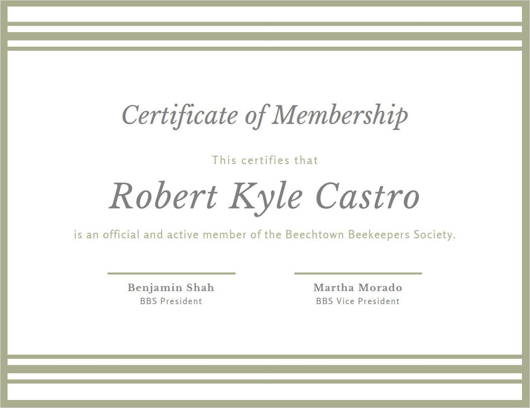 Example of Membership Certificate Template