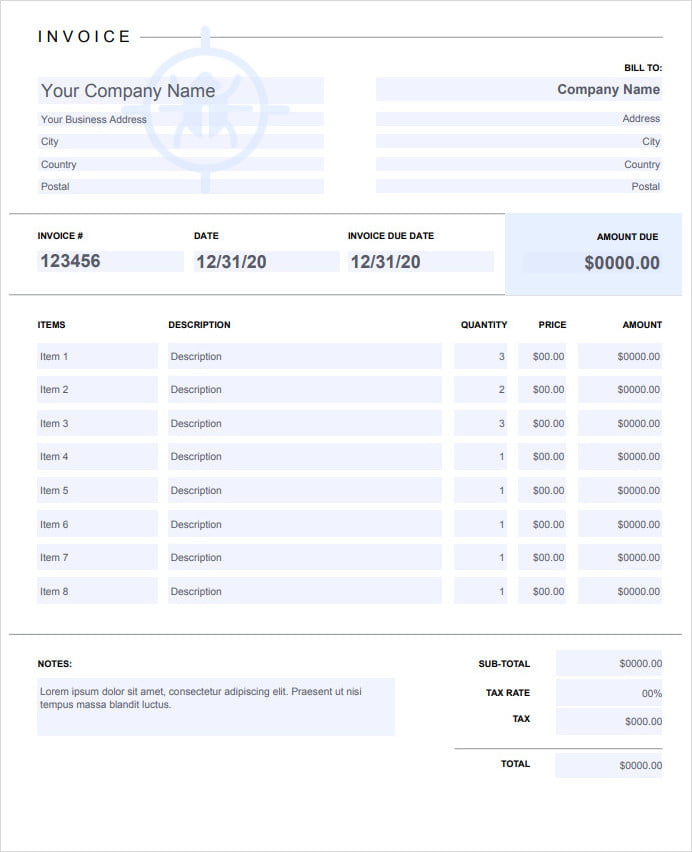 Example of Pest Control Invoice Template