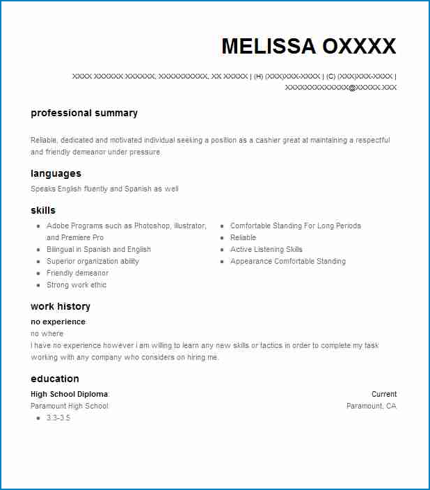 Example of Resume Template with No Work Experience