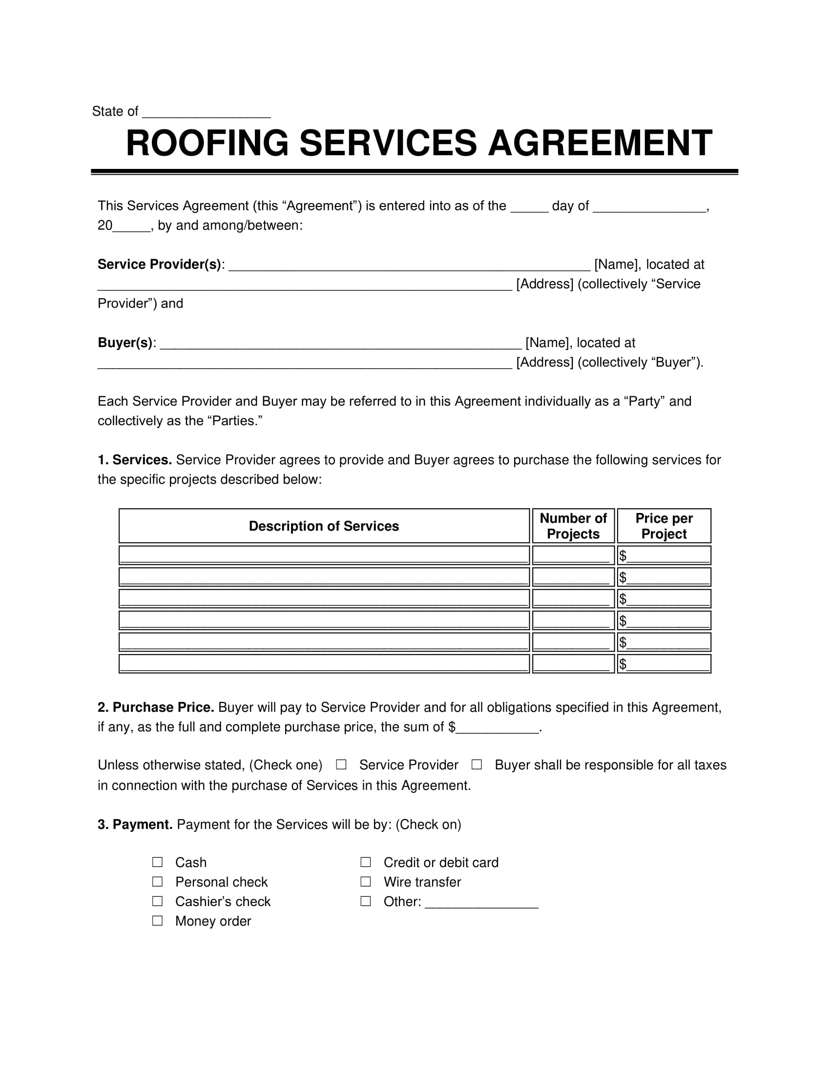 Example of Roofing Contract Agreement Template