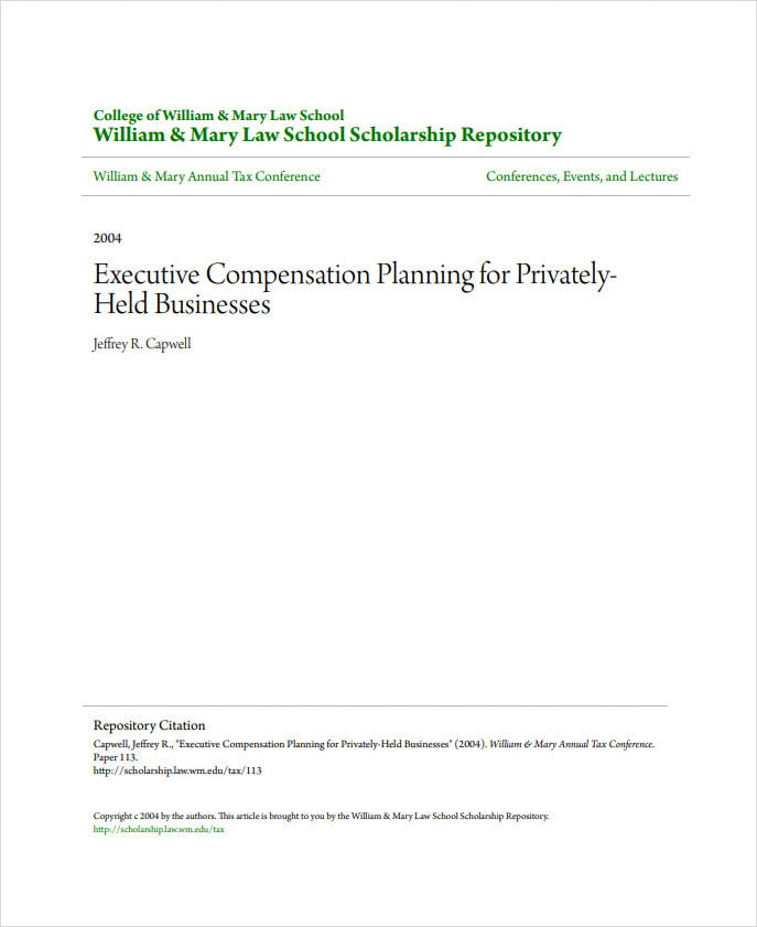 Executive Compensation Plan Template