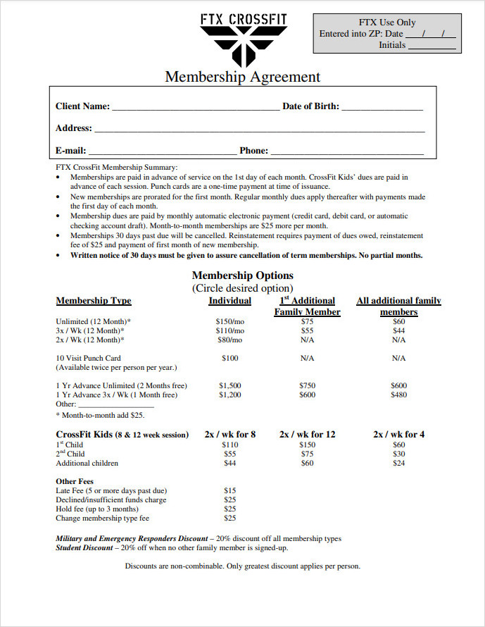 FTX Membership Agreement Template