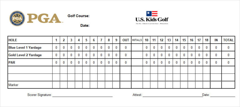 Printable Golf Scorecard Template