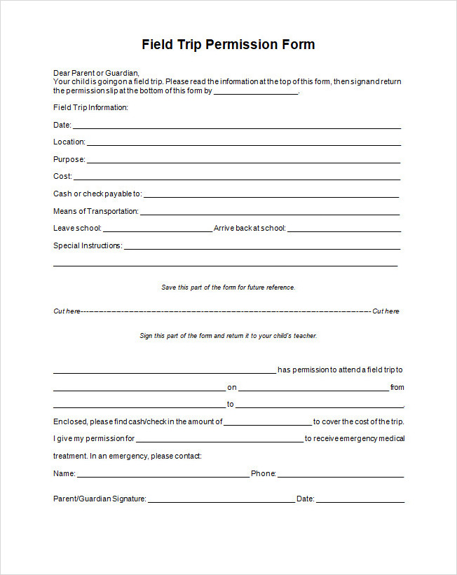 Field Trip Permission Form