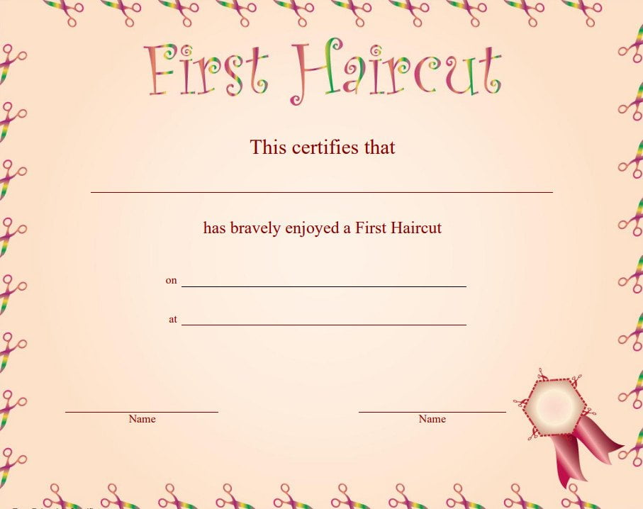 First Haircut Certificate Girl