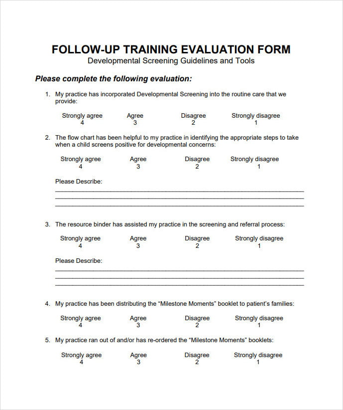 Follow Up Training Evaluation Form