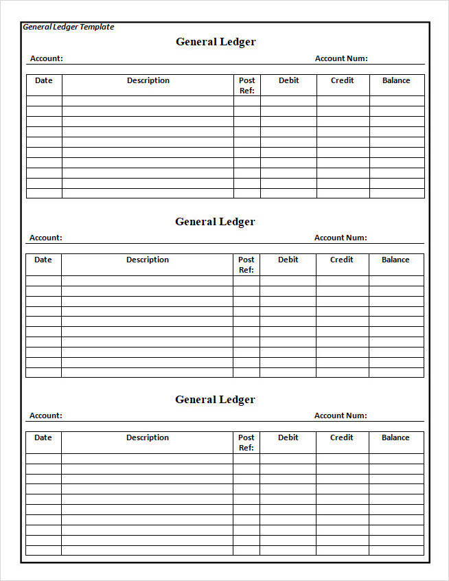 General Ledger Template Word