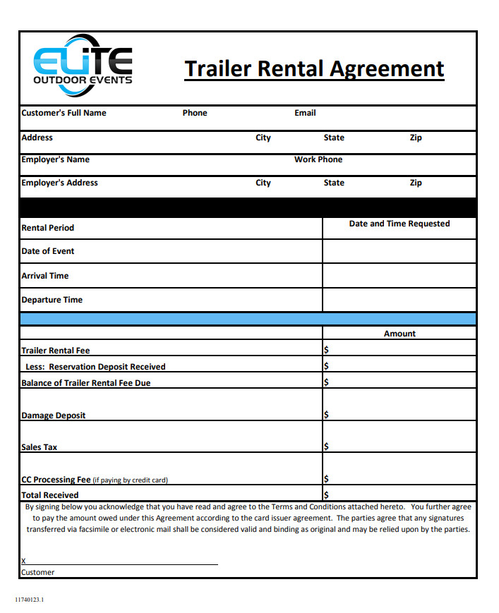 General Trailer Rental Agreement Template