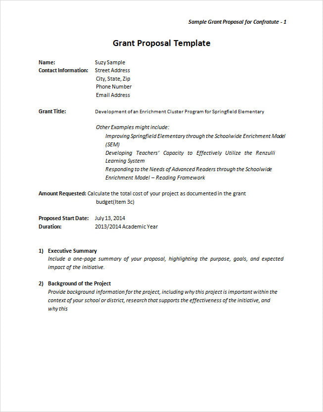 Grant Proposal Template Free