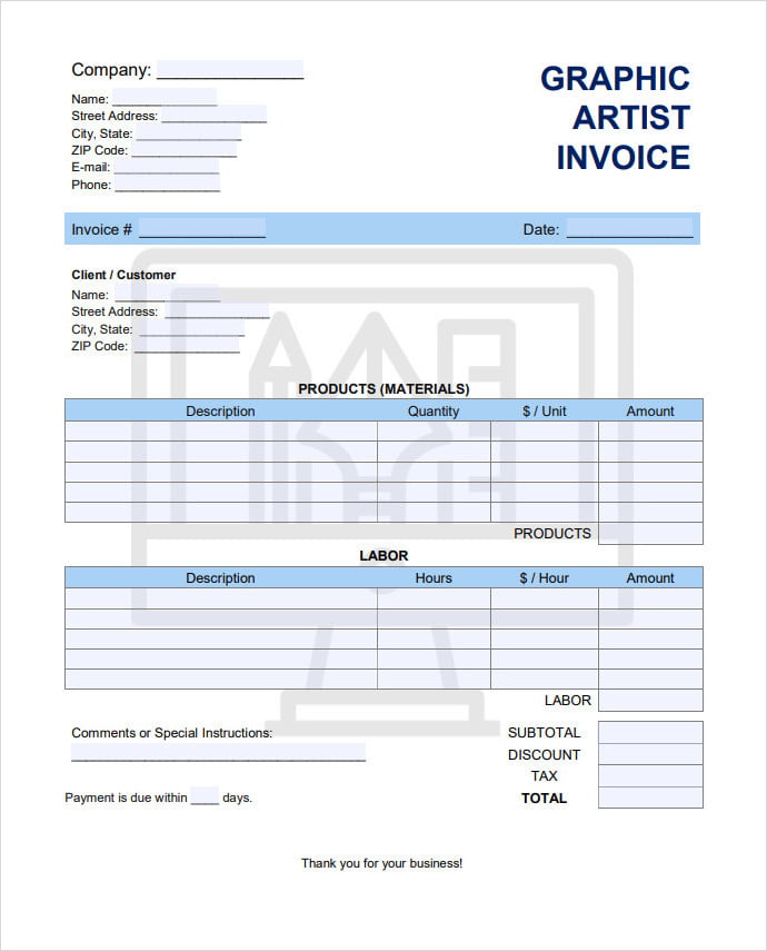 Graphic Artist Invoice Template