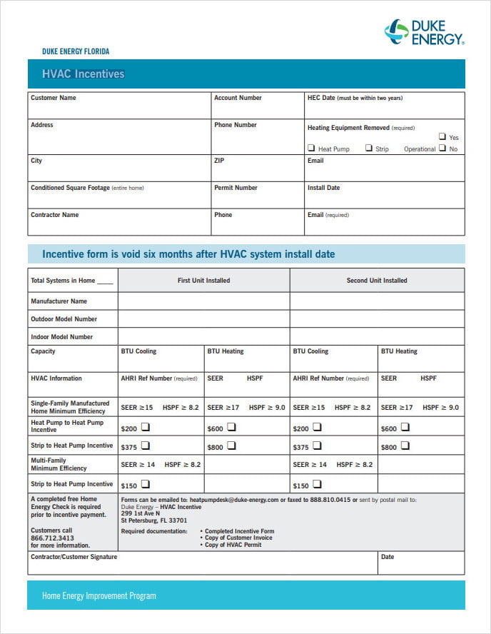 HVAC Incentives Form