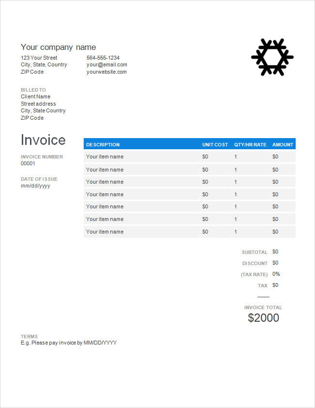 HVAC Invoice Template Word