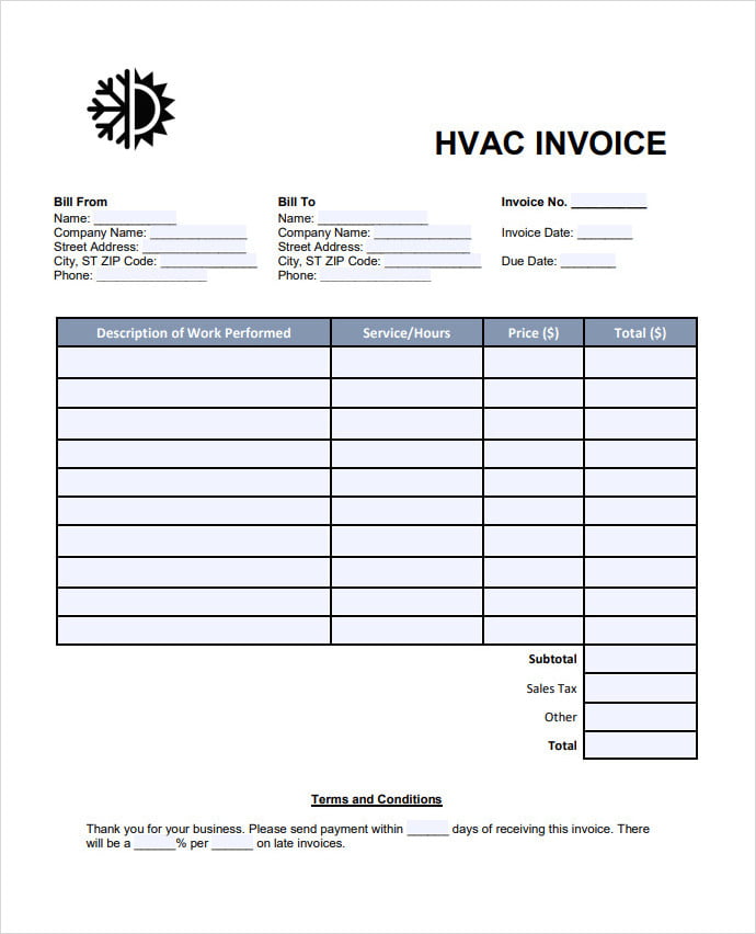 HVAC Service Invoice Template