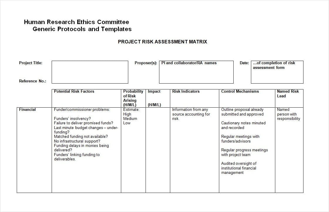 IT Project Risk Assessment Template