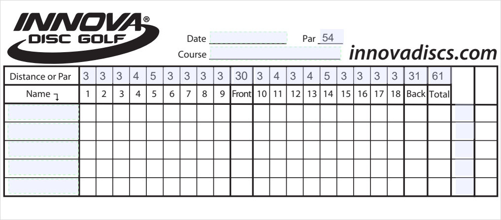 Innova Disk Golf Scorecard Template