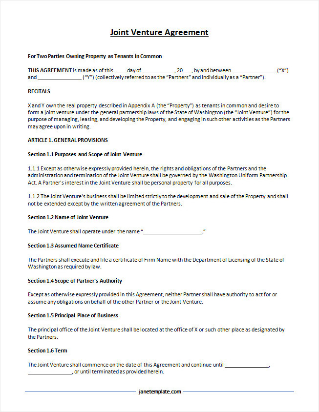 Comprehensive joint venture agreement template for outlining partnership terms